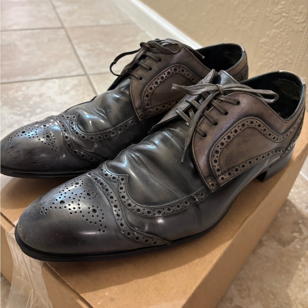 Dolce & Gabbana gray & brown leather oxfords